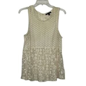 American Eagle beige ivory lace sleeveless peplum blouse size Medium